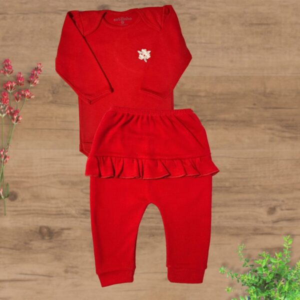 Conjunto Longo Suedini sem Pezinhos Buque de Flores