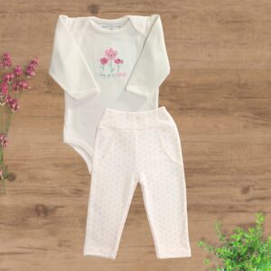 Conjunto Longo Suedini sem Pezinhos Flores