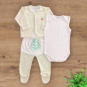 Conjunto Pagão Três Peças com Pezinhos Fechados Listrado