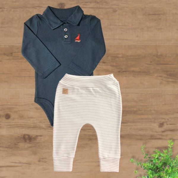 Conjunto Polo Longo Suedini sem Pezinhos Barquinho