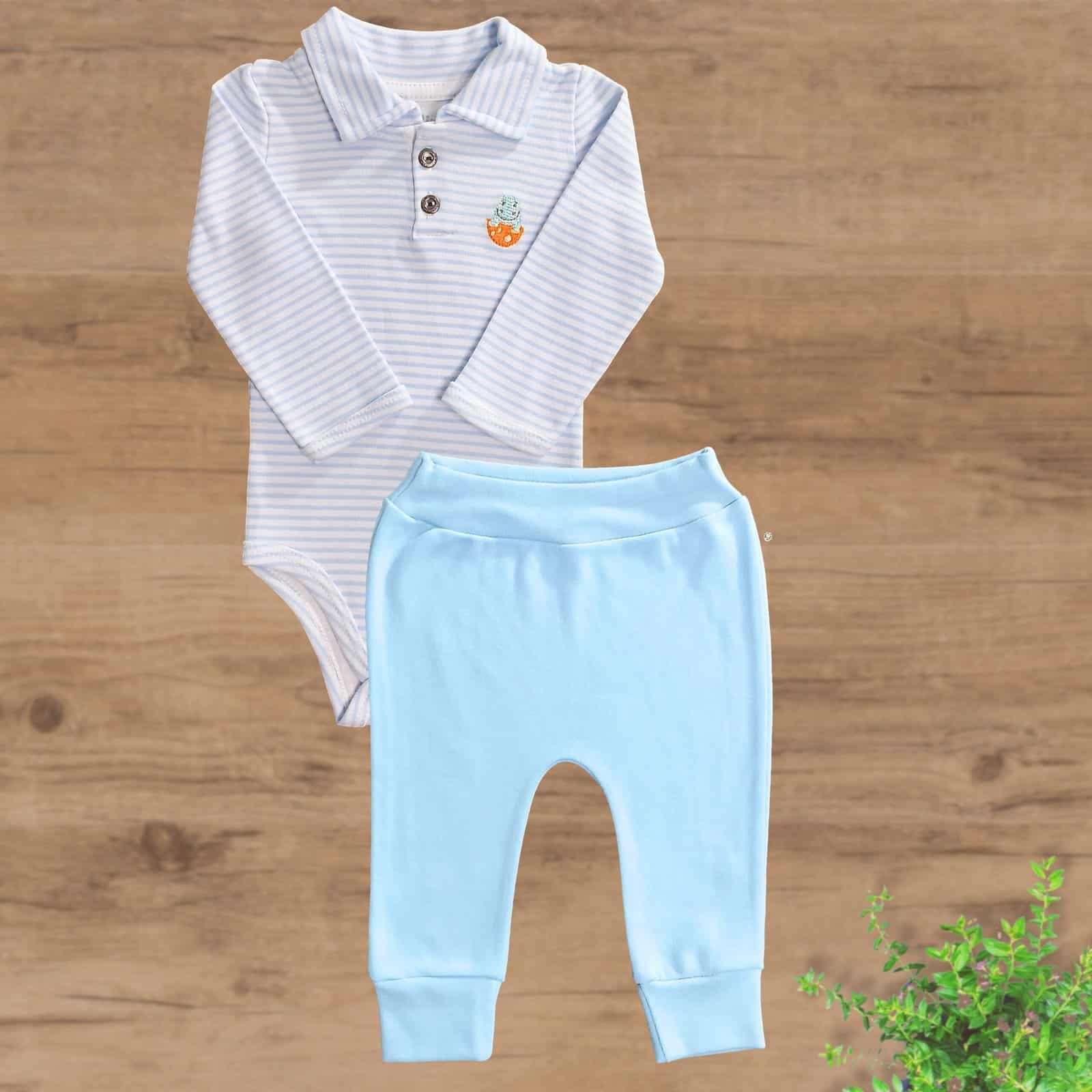 Conjunto Polo Longo Suedini sem Pezinhos Listrado