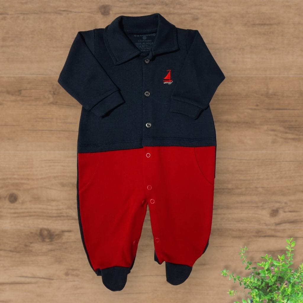 Macacão Suedini com Pezinhos Bordado Barquinho - Imagem 2