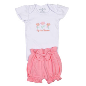Conjunto Body Curto Bordado+Shorts Laço