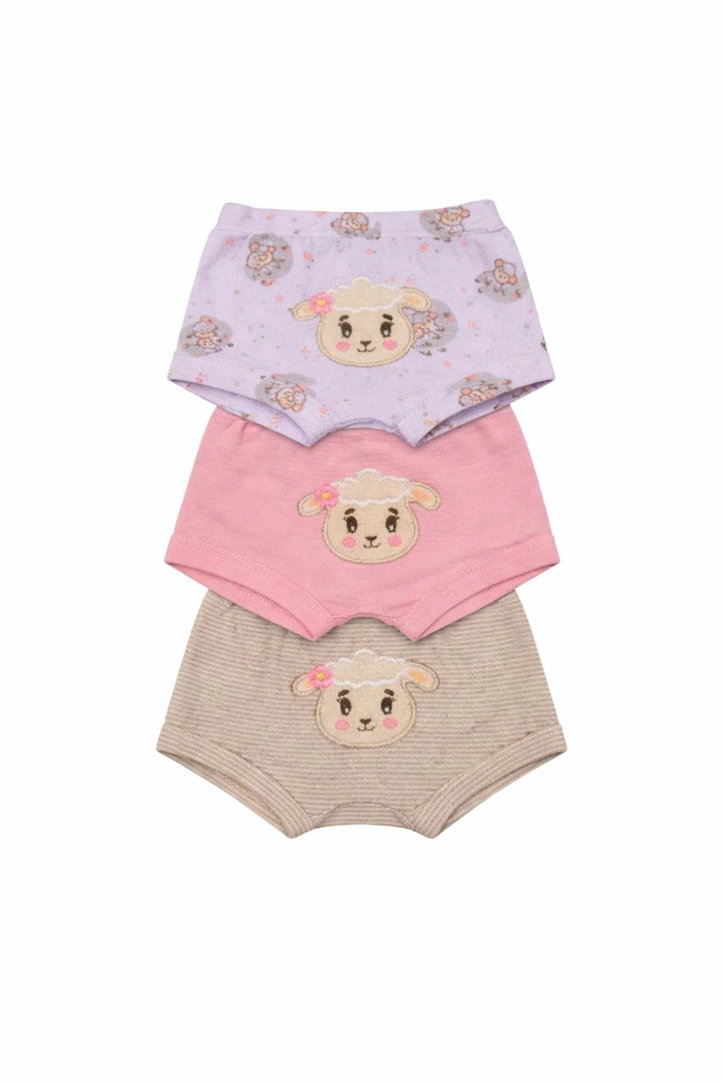 Kit Três shorts sued bordado bumbum carneirinho