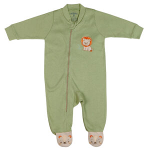 Macacão Longo Bordado Leão Pés e Bumbum Sued C/Zíper