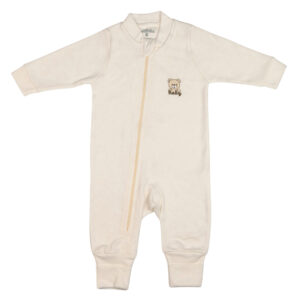 Macacão Longo Zíper Reversível Sued Bordado Urso Bumbum