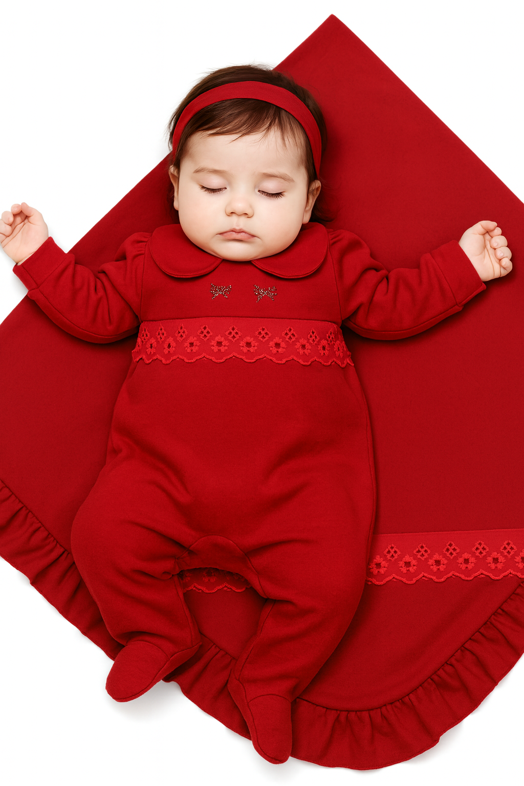 Saída Maternidade Macacão+Tiara+Manta Em Malha Com Strass - Imagem 3