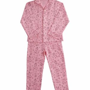 Pijama Infantil Casaco + Calça em Malha Estampada 100% Algodão