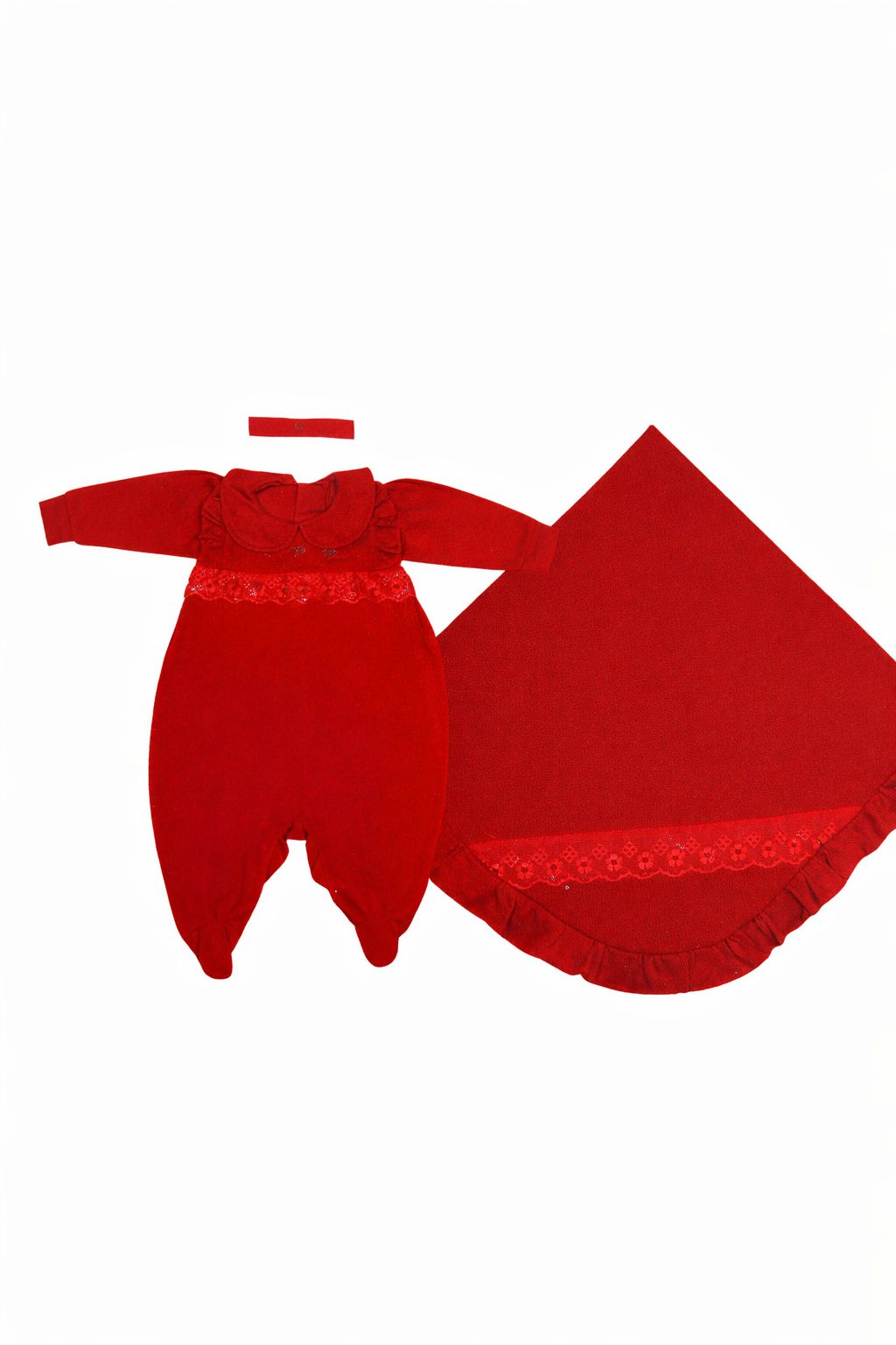 Saída Maternidade Macacão+Tiara+Manta Em Malha Com Strass