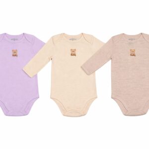 Kit Três Body Longo Suedine Bordado Ursinho