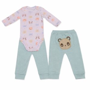 Conjunto Body Longo + Calça Suedine Bordado Bumbum